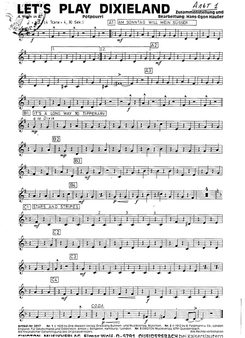 Let's Play Dixieland score preview