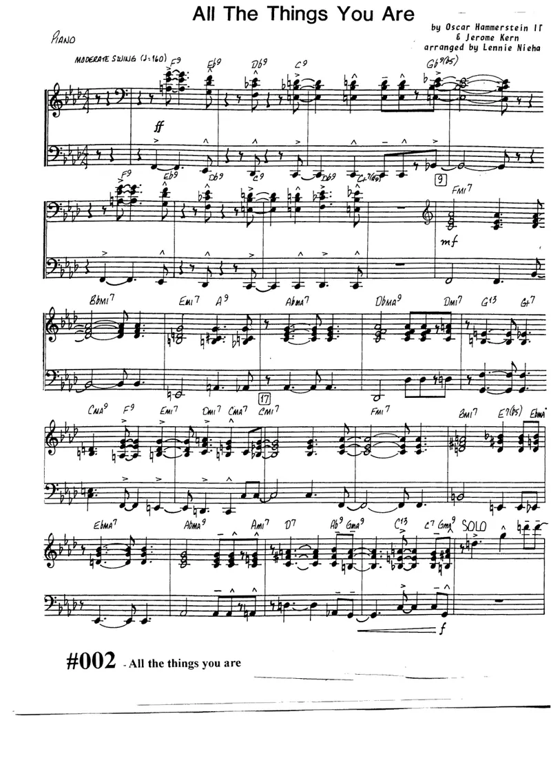 All The Things You Are score preview