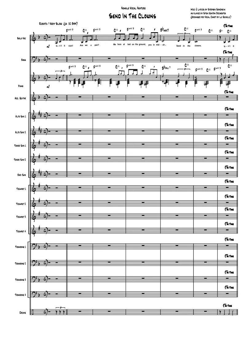 Send In The Clowns (Lu Schulz) S.Kenton score preview
