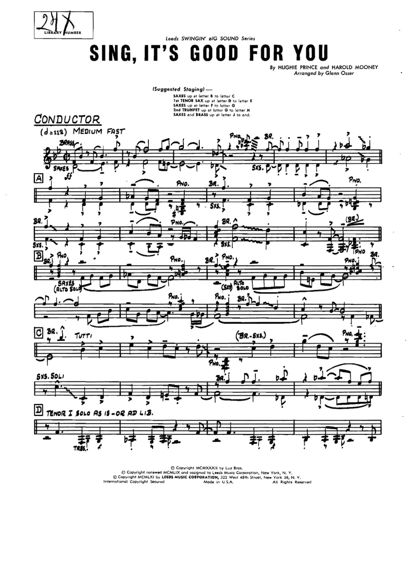 Sing, It's Good For You score preview