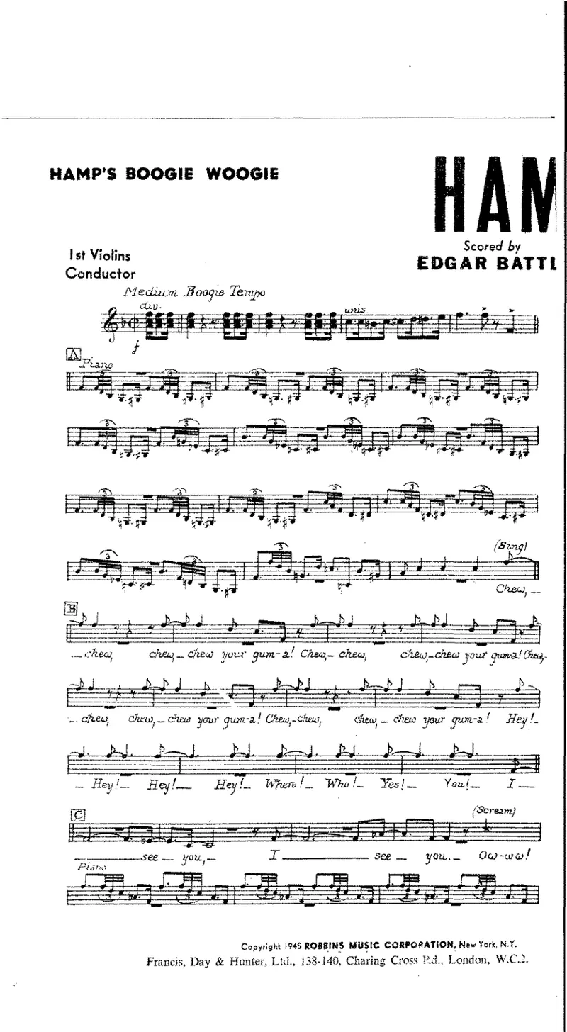 Hamp's Boogie Woogie score preview