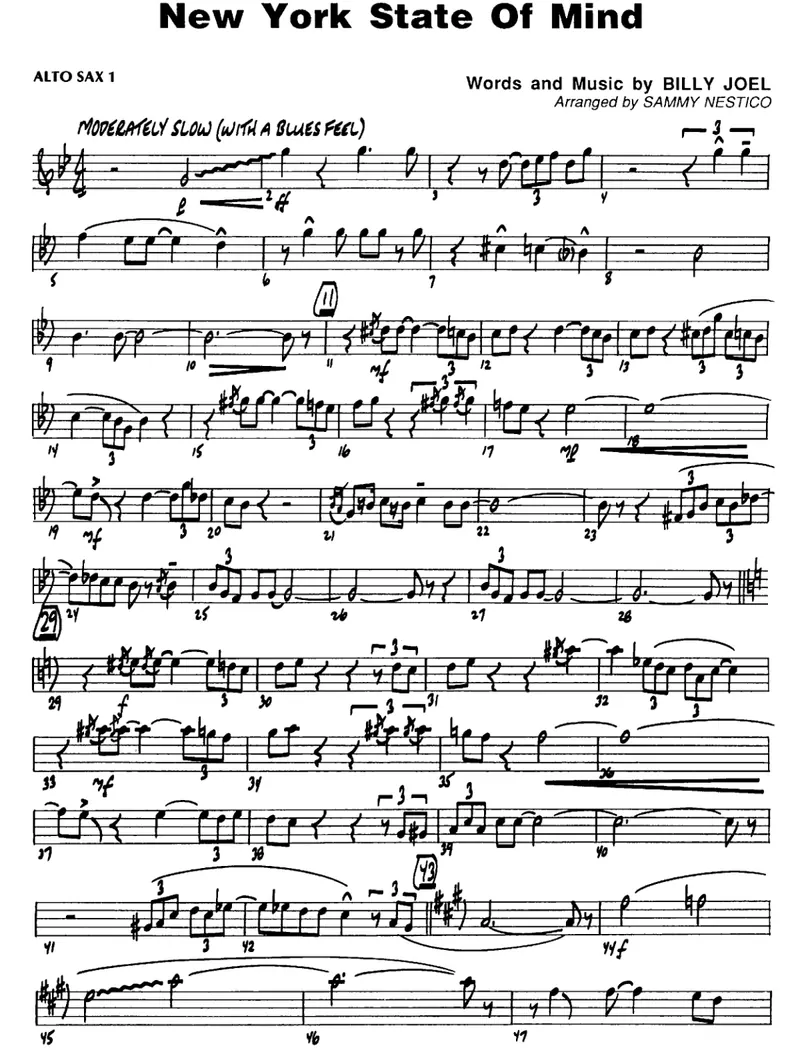 New York State Of Mind score preview