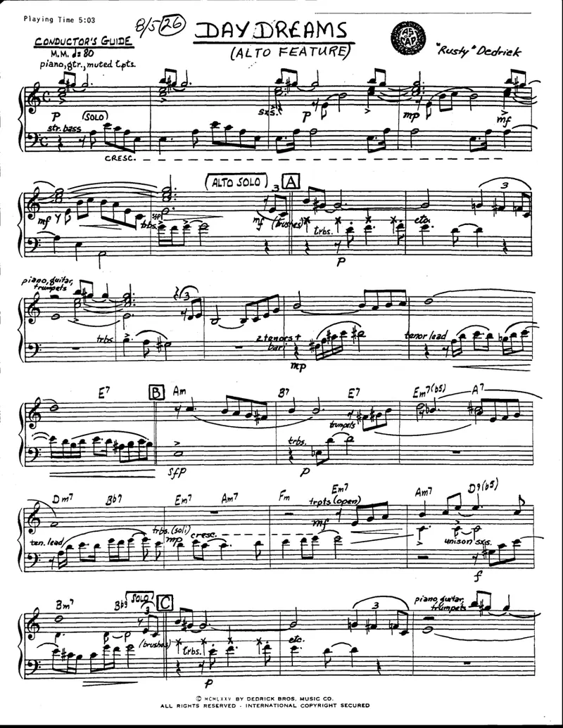 Day Dreams score preview