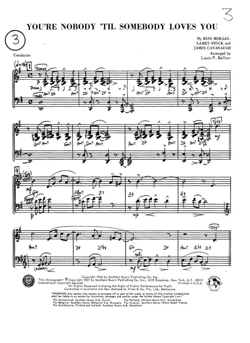 You're Nobody 'Til Somebody Loves You score preview