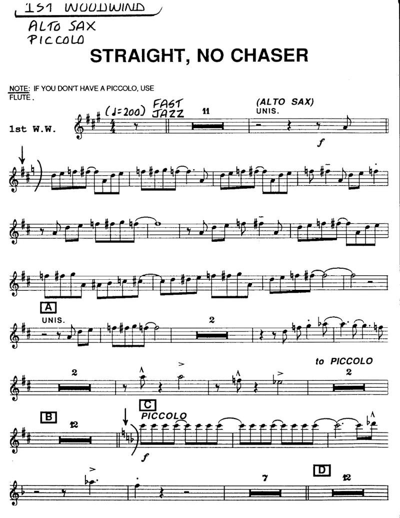 Straight, No Chaser score preview