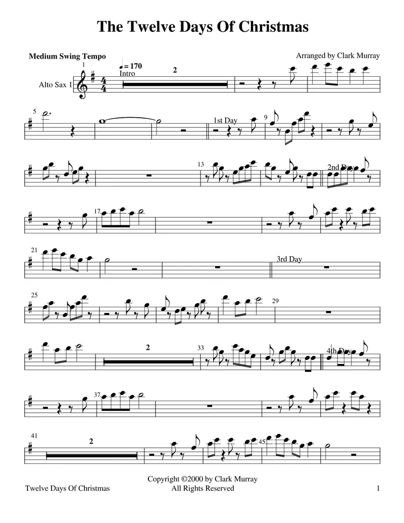 The Twelve Days Of Christmas score preview