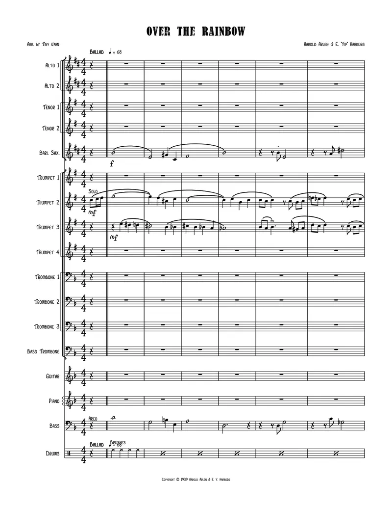 Over The Rainbow score preview