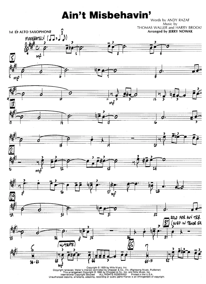 Ain't Misbehavin' score preview