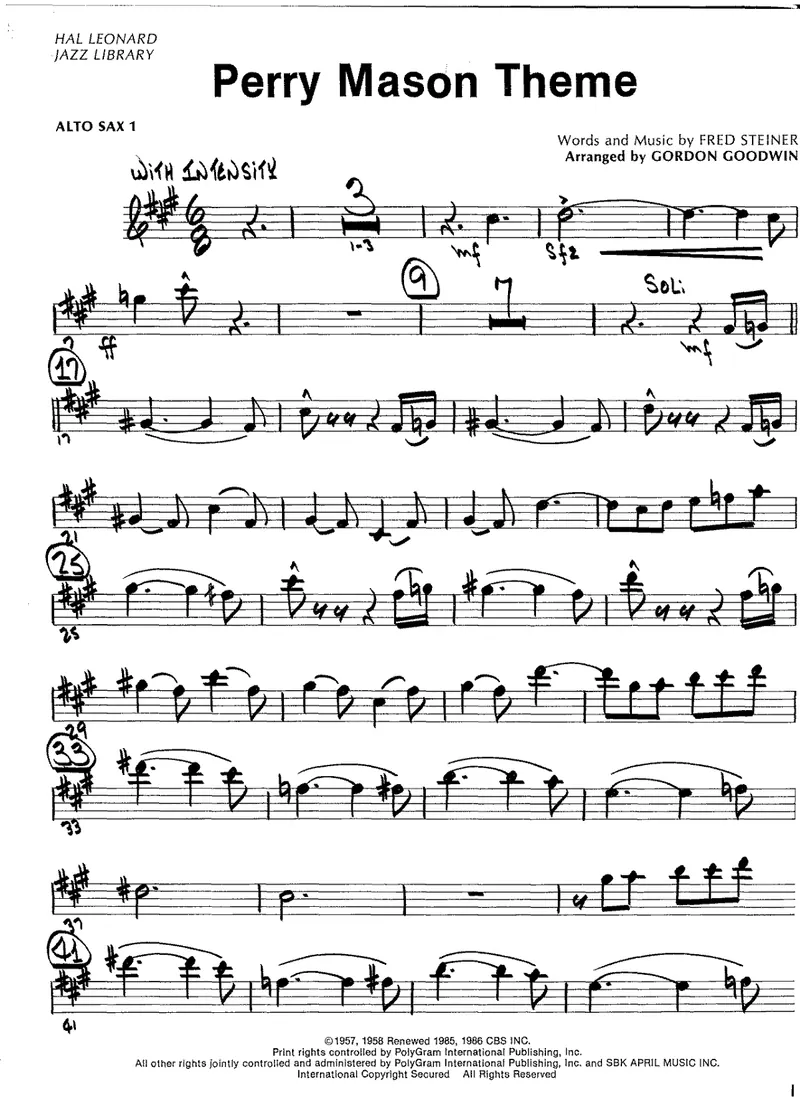 Theme From Perry Mason score preview