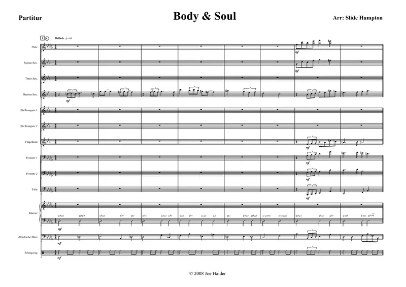 Body And Soul score preview