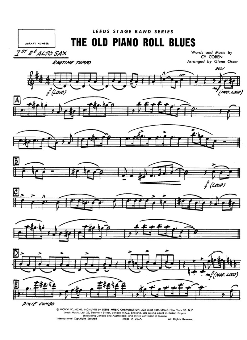The Old Piano Roll Blues score preview