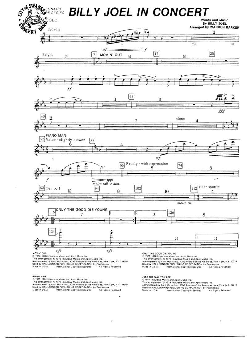 Billy Joel In Concert score preview