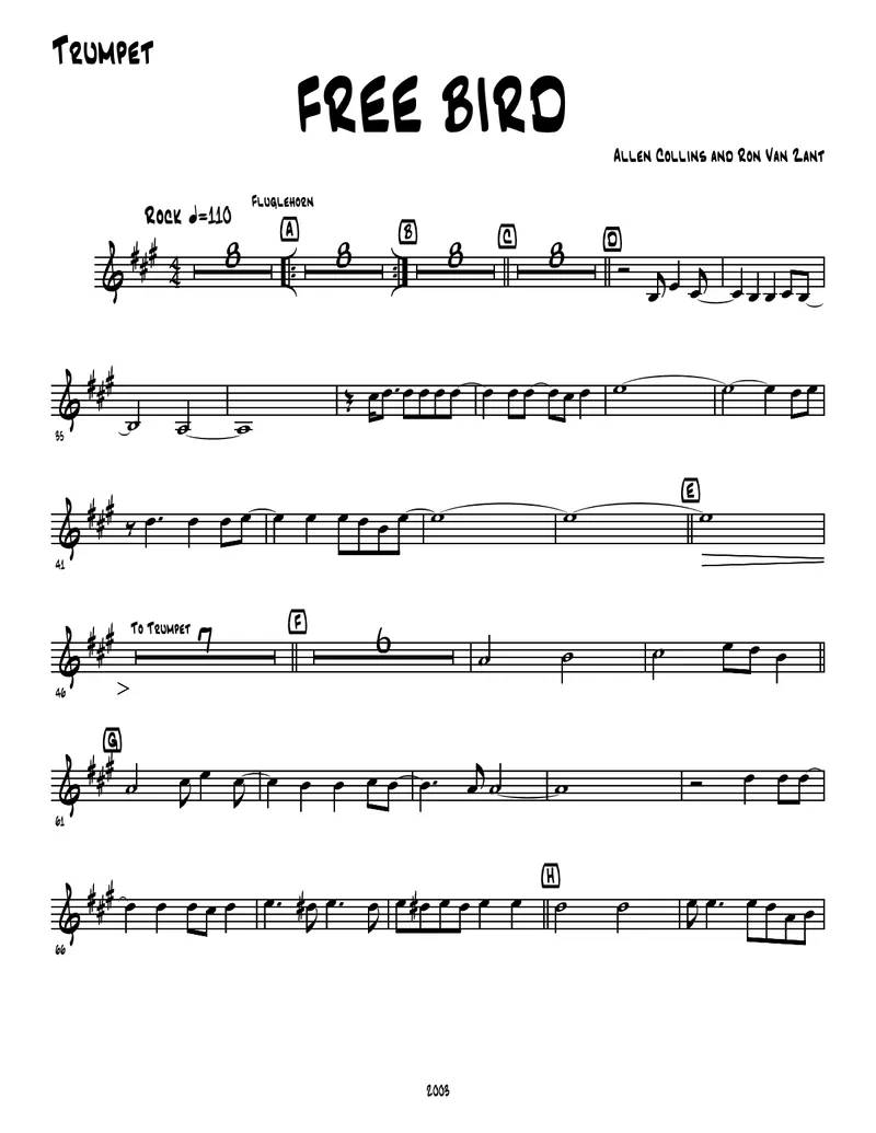 Free Bird score preview