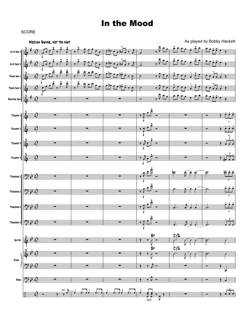 In The Mood score preview