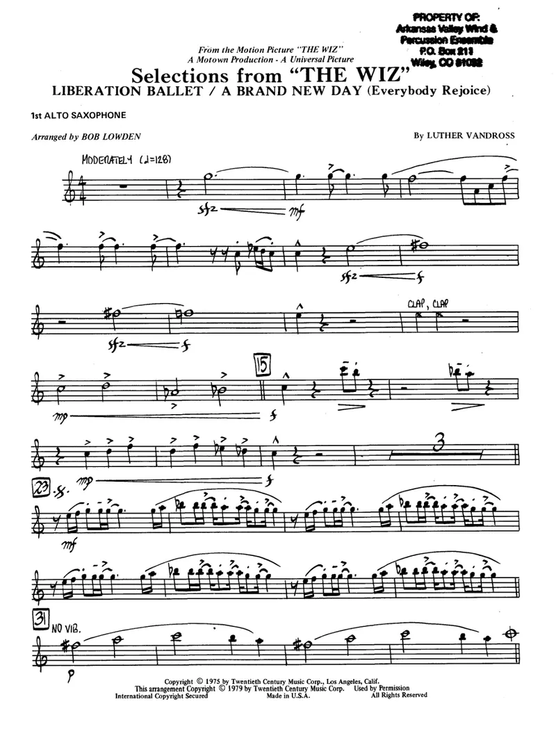 Selections From The Wiz score preview