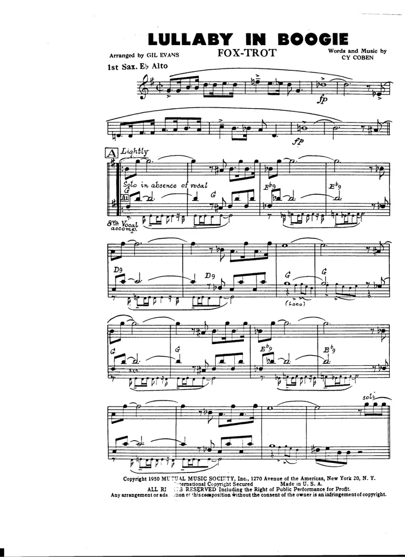 Lullaby In Boogie score preview