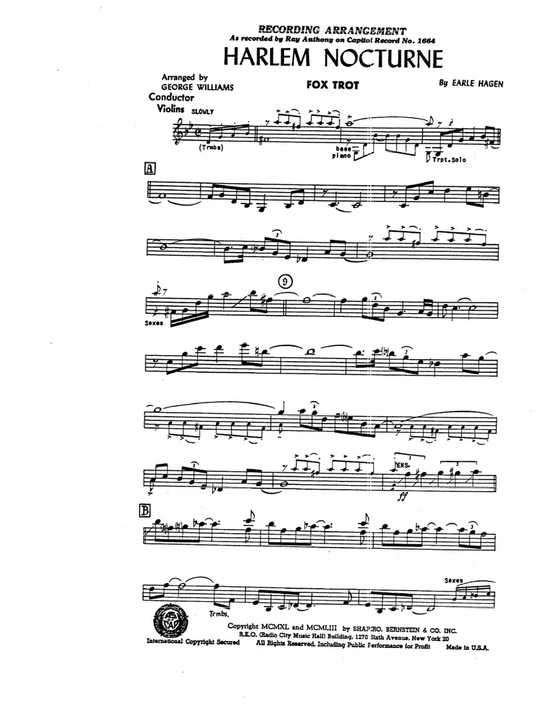 Harlem Nocturne score preview