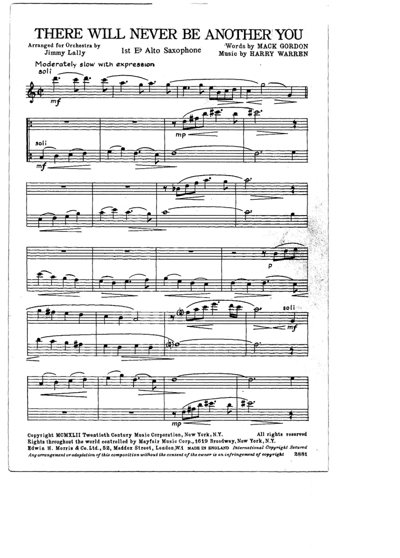 There Will Never Be Another You score preview