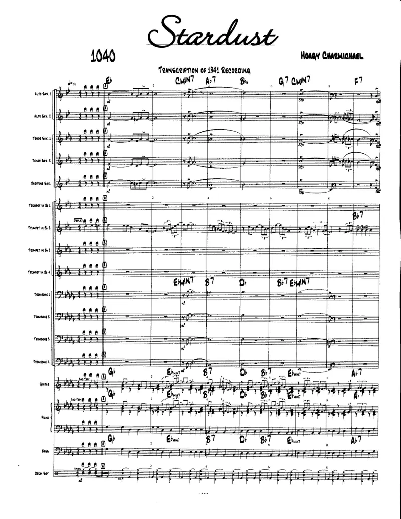 Stardust (Walt Stuart-Artie Shaw) score preview
