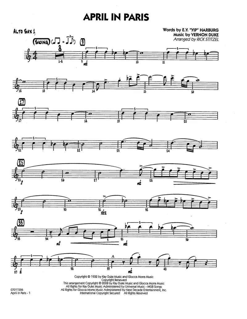 April In Paris score preview