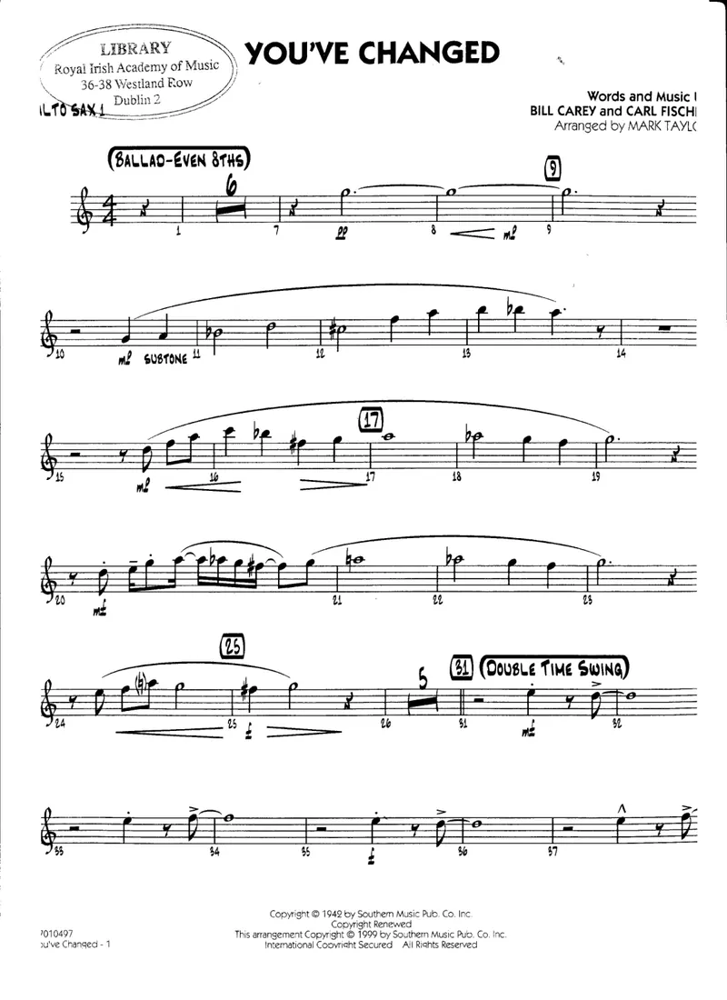 You've Changed score preview
