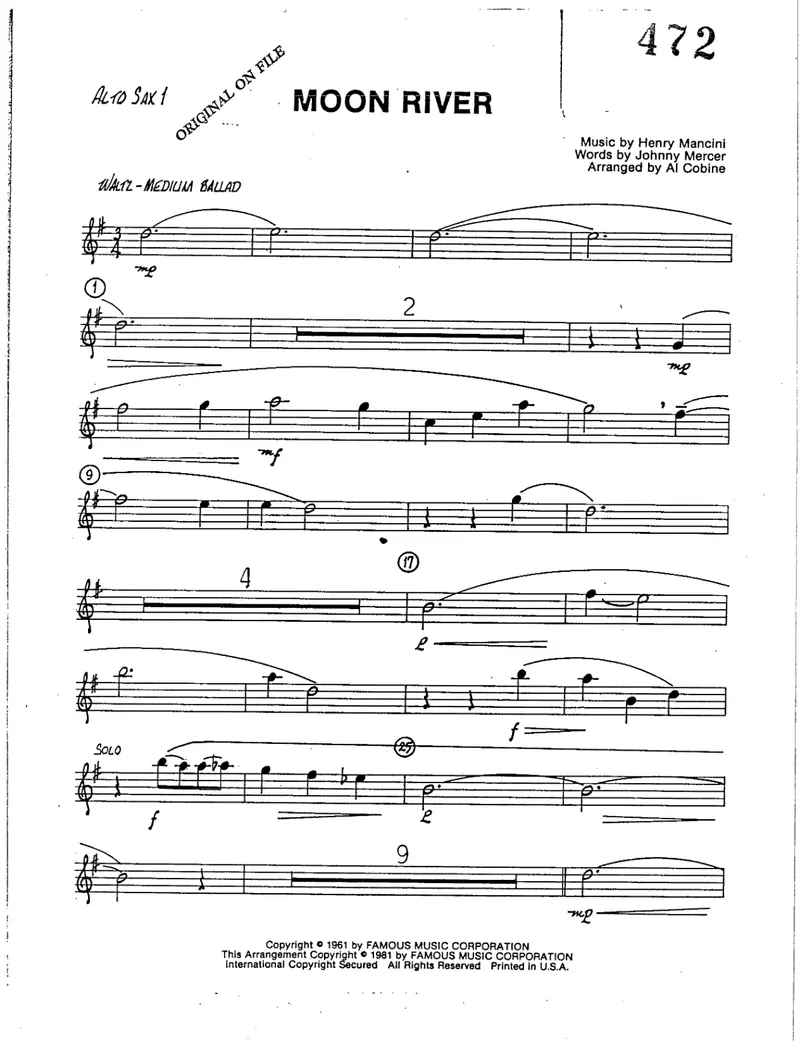 Moon River score preview