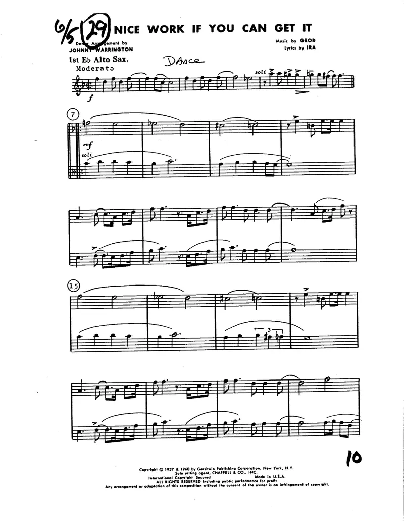 Nice Work If You Can Get It score preview