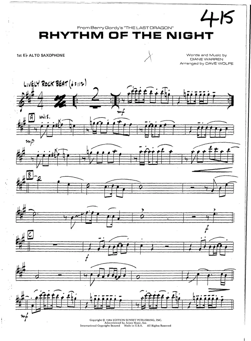 Rhythm Of The Night score preview
