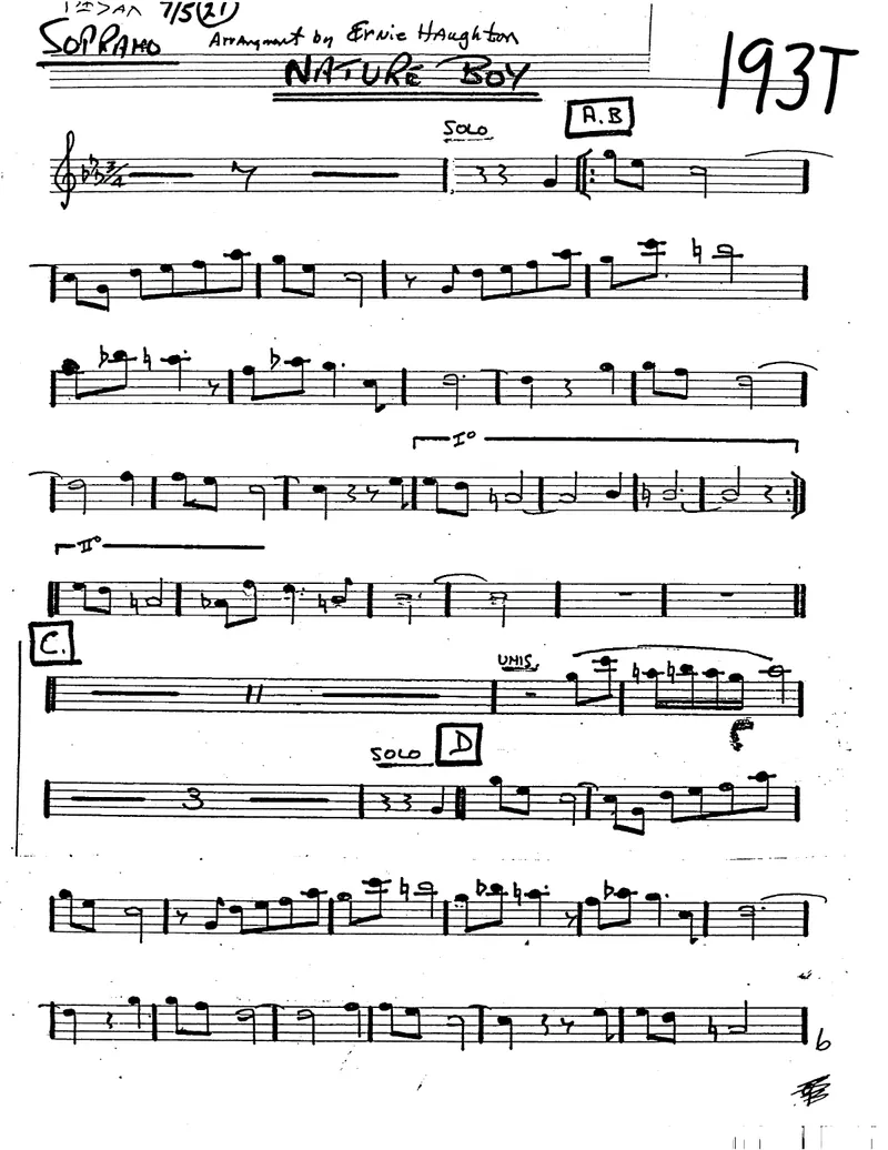 Nature Boy score preview