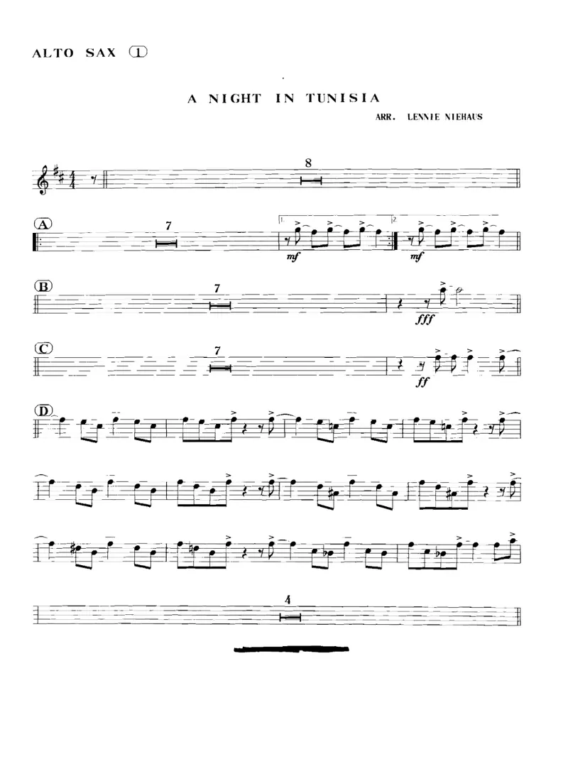 A Night In Tunisia score preview