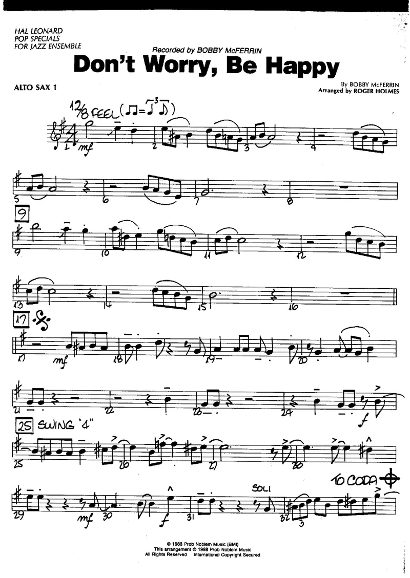 Don't Worry Be Happy score preview