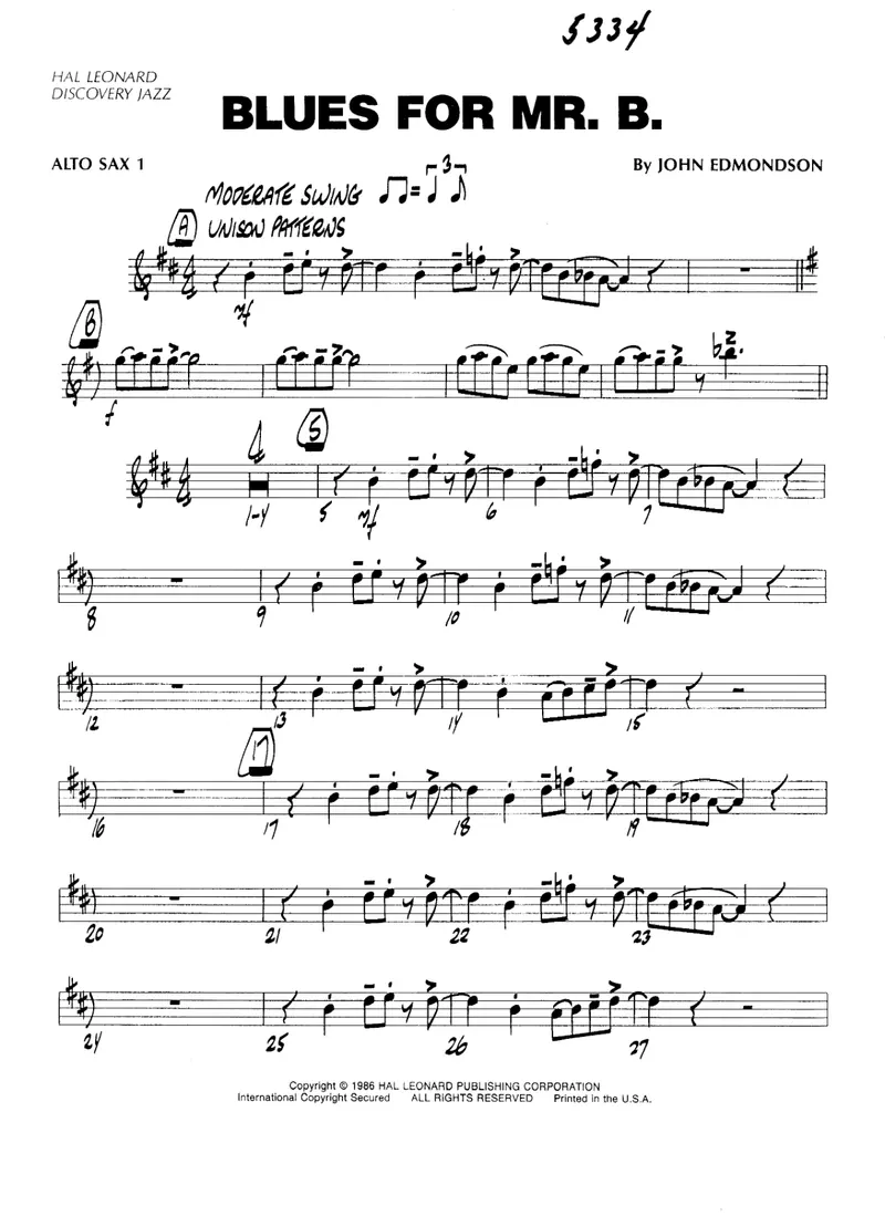 Blues For Mr.B score preview