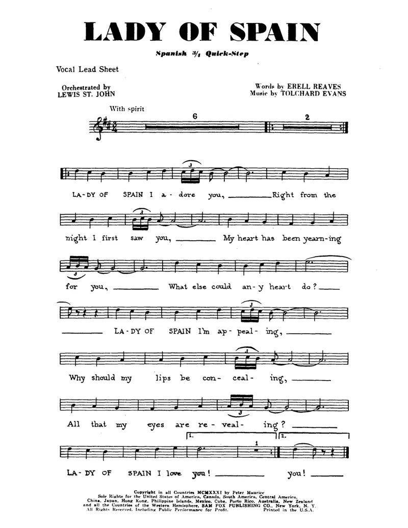 Lady Of Spain (Lewis St. John) Voc score preview