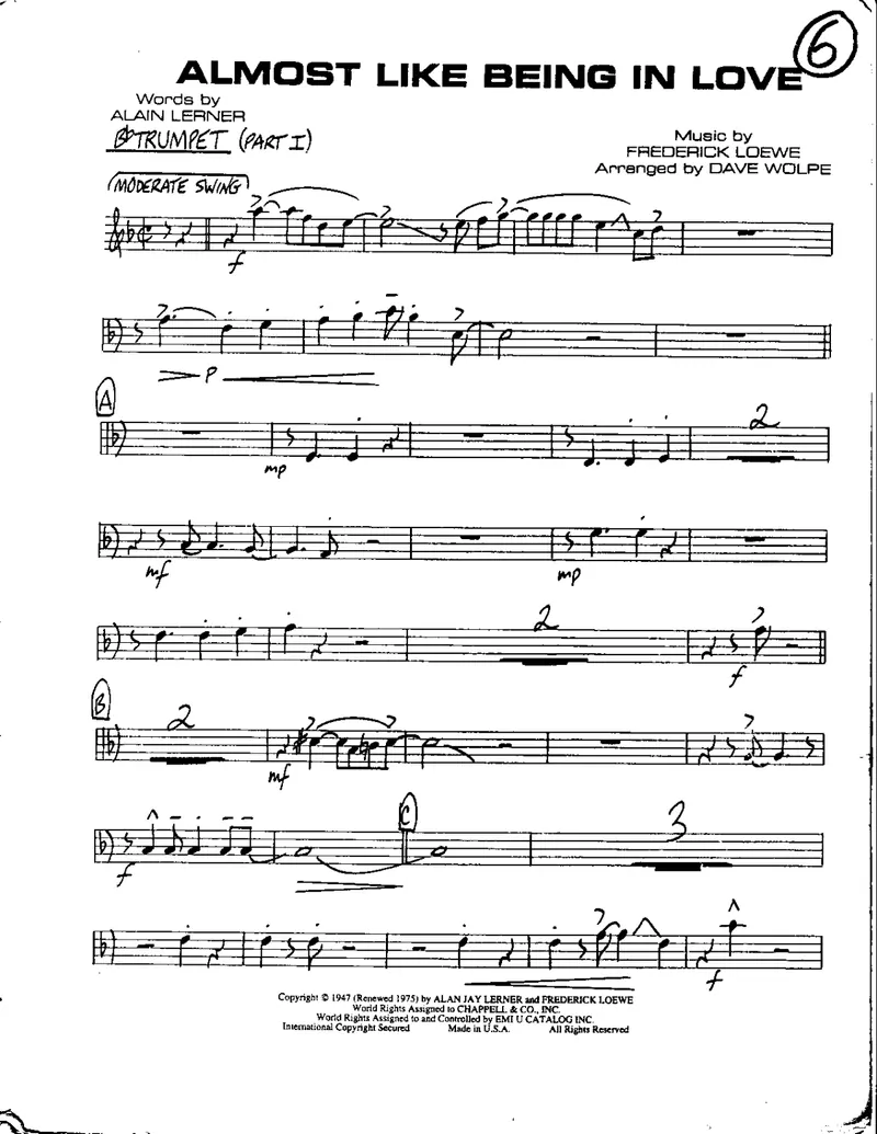 Almost Like Being In Love score preview