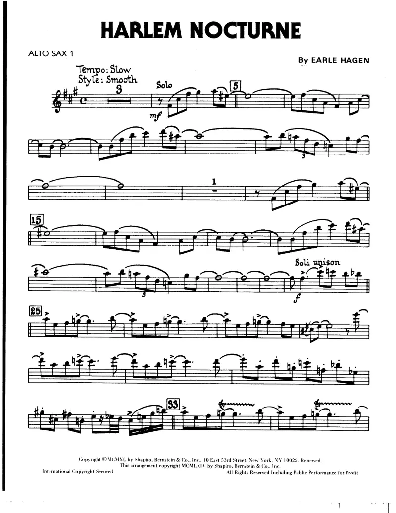 Harlem Nocturne score preview