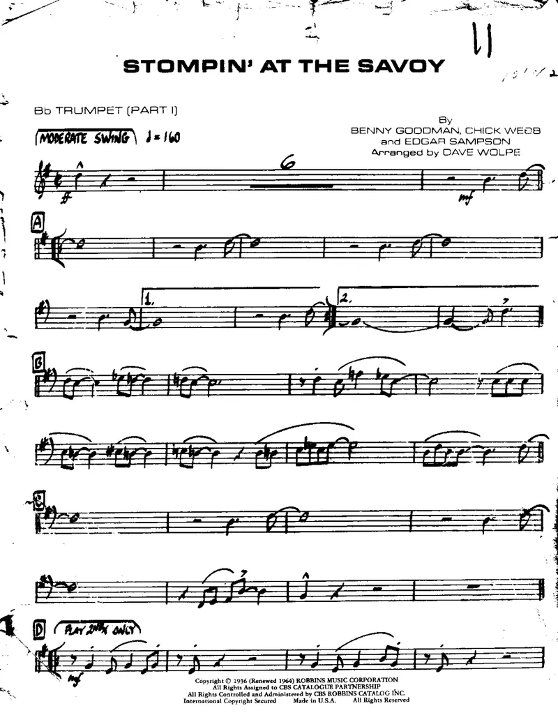 Stompin' At The Savoy score preview