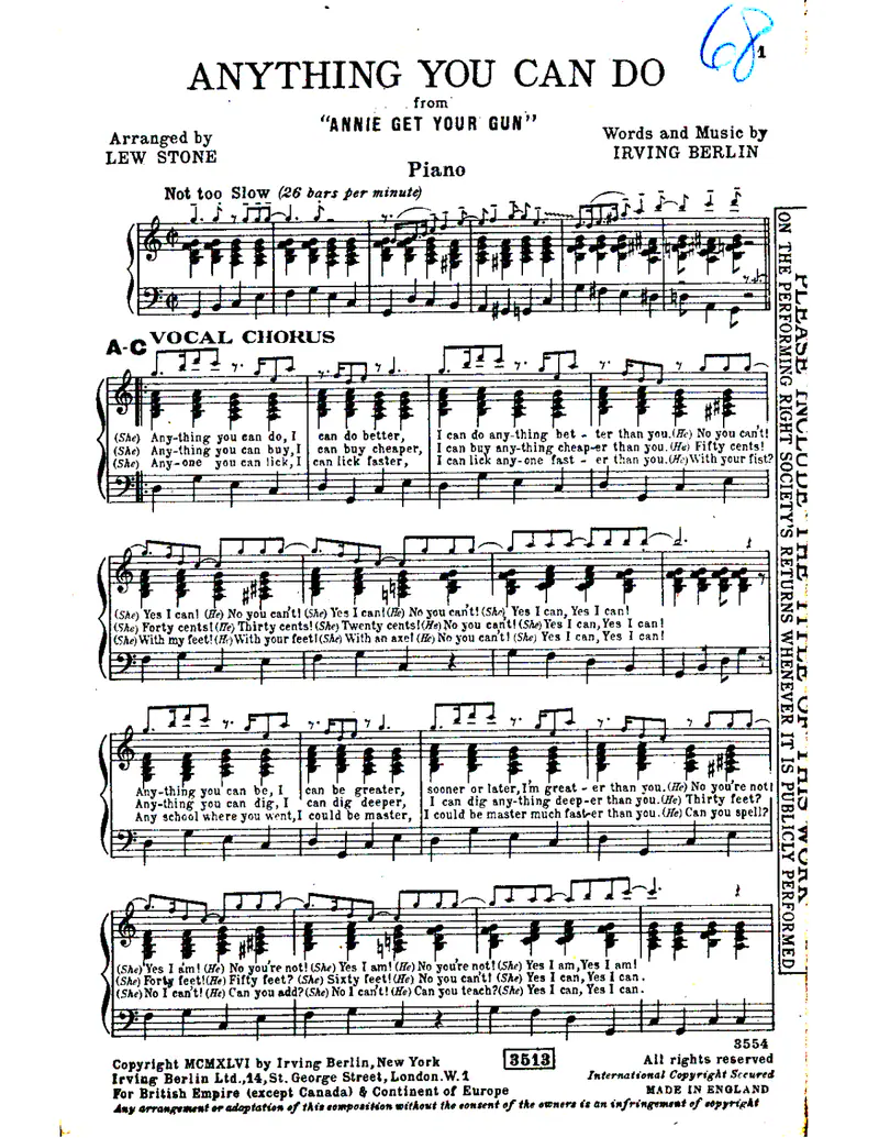 Anything You Can Do score preview