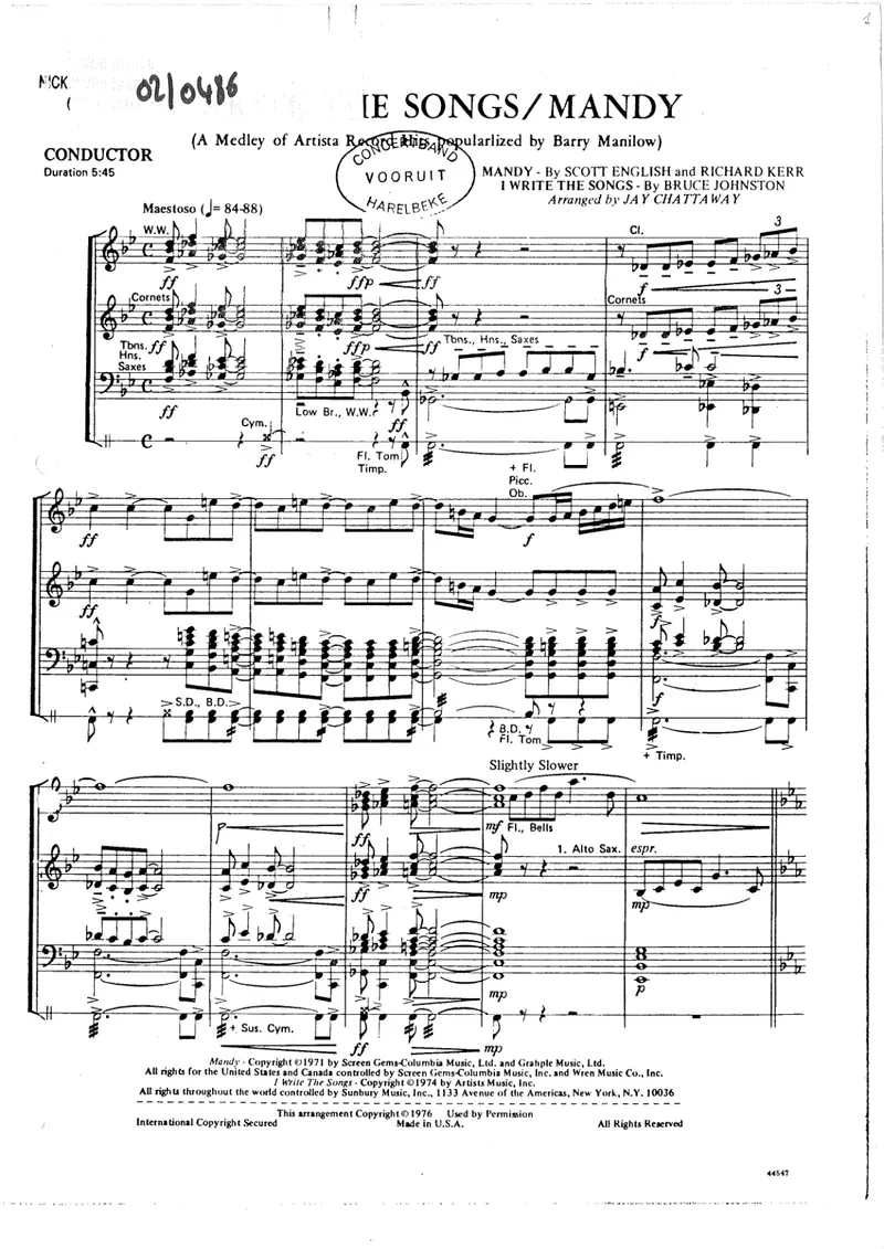 I Write The Songs Mandy score preview