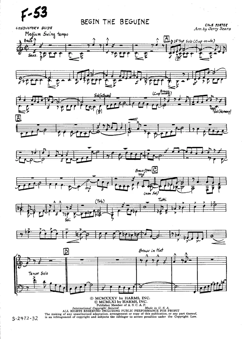 Begin The Beguine score preview
