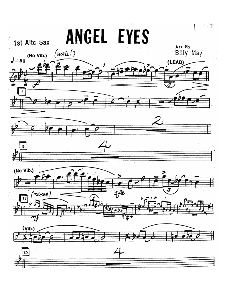 Angel Eyes score preview