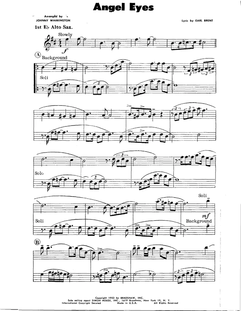 Angel Eyes score preview