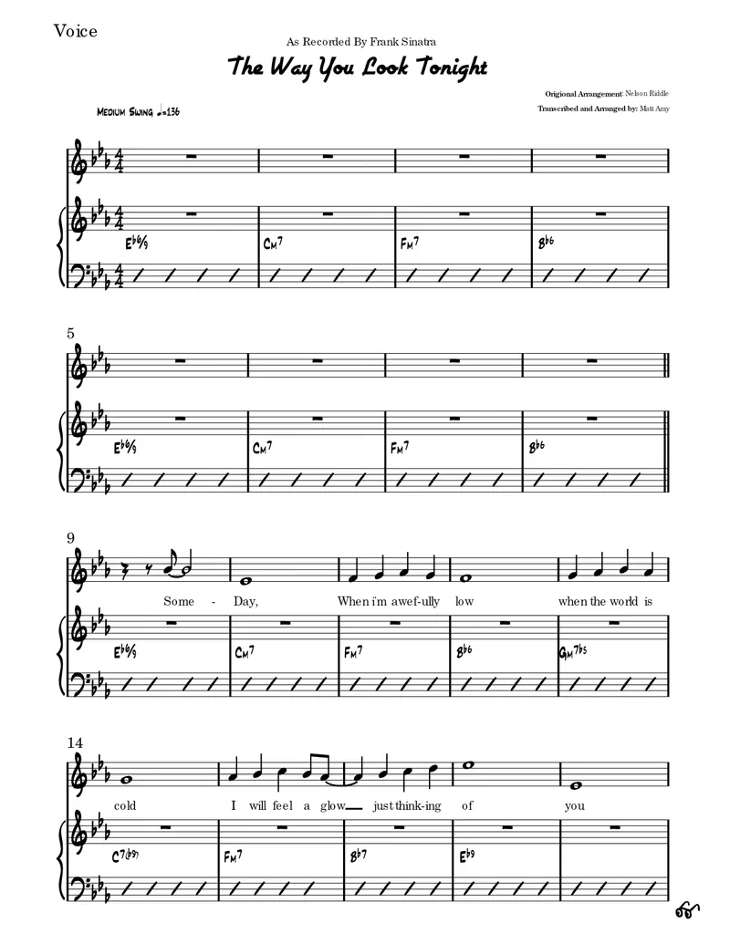 The Way You Look Tonight score preview