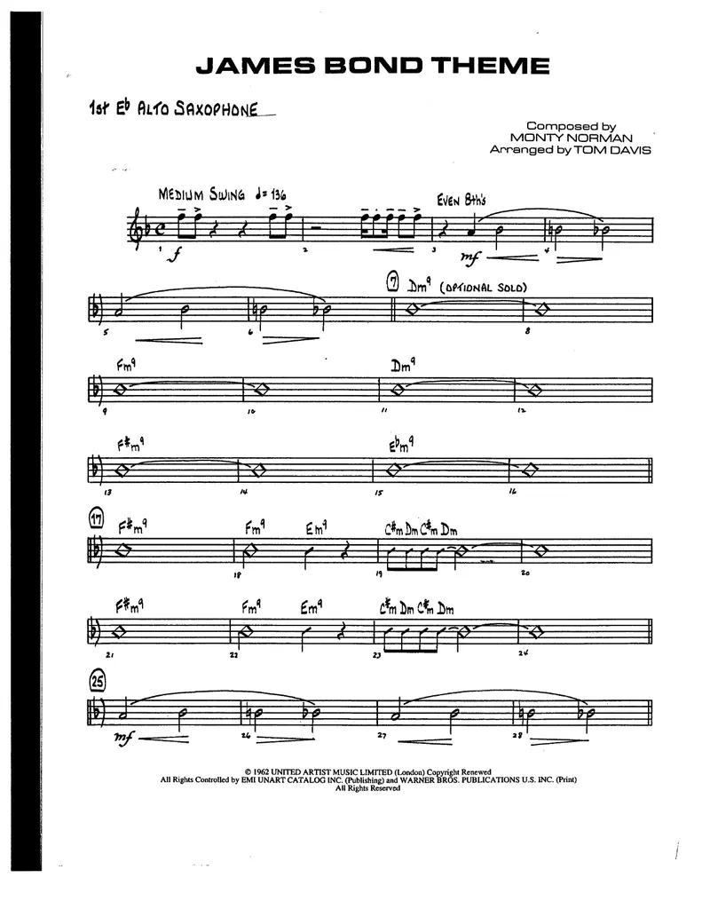 James Bond Theme score preview