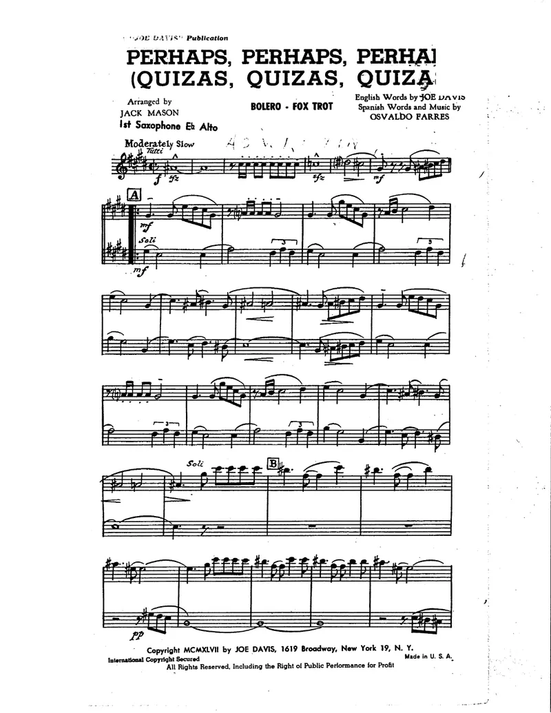 Perhaps, Perhaps, Perhaps score preview