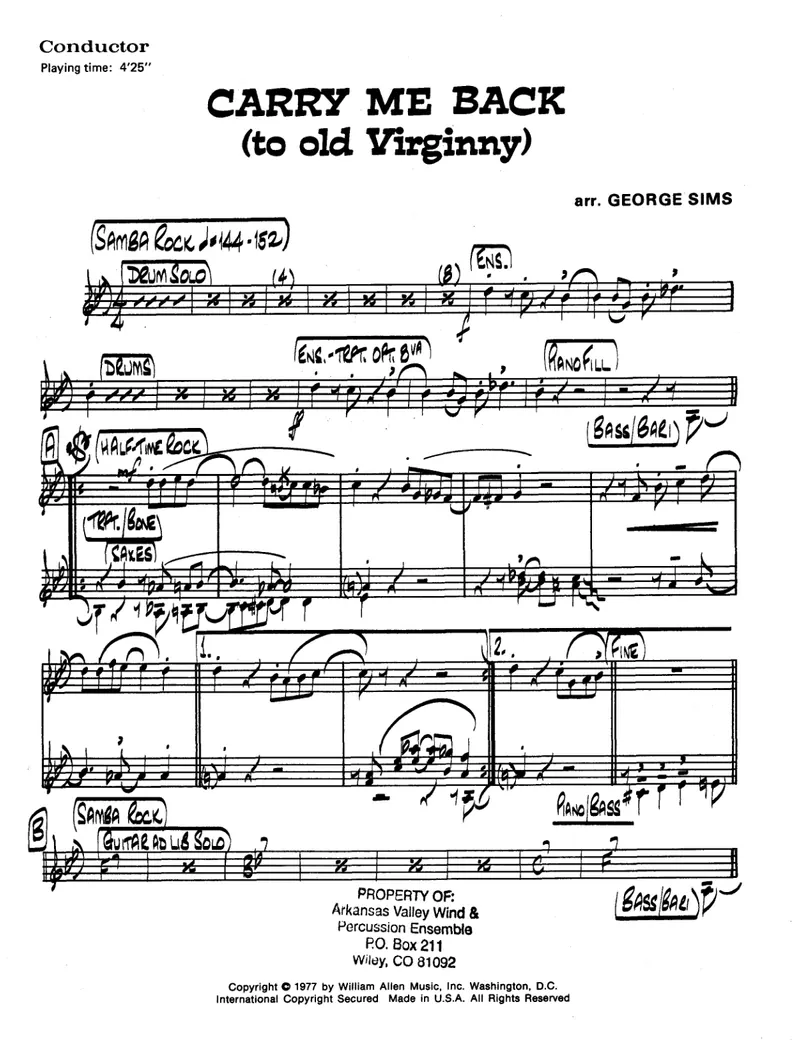 Carry Me Back (To Old Virginny) preview page 1