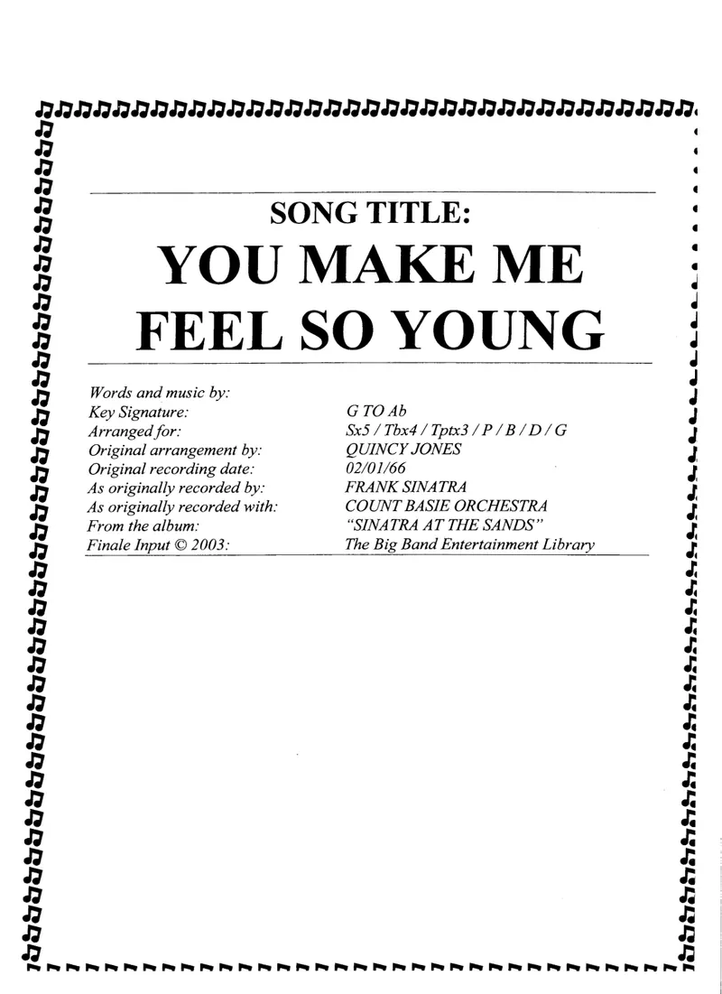 You Make Me Feel So Young score preview