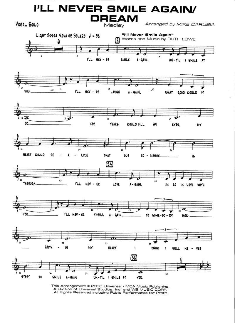 I'll Never Smile Again, Dream Medley score preview