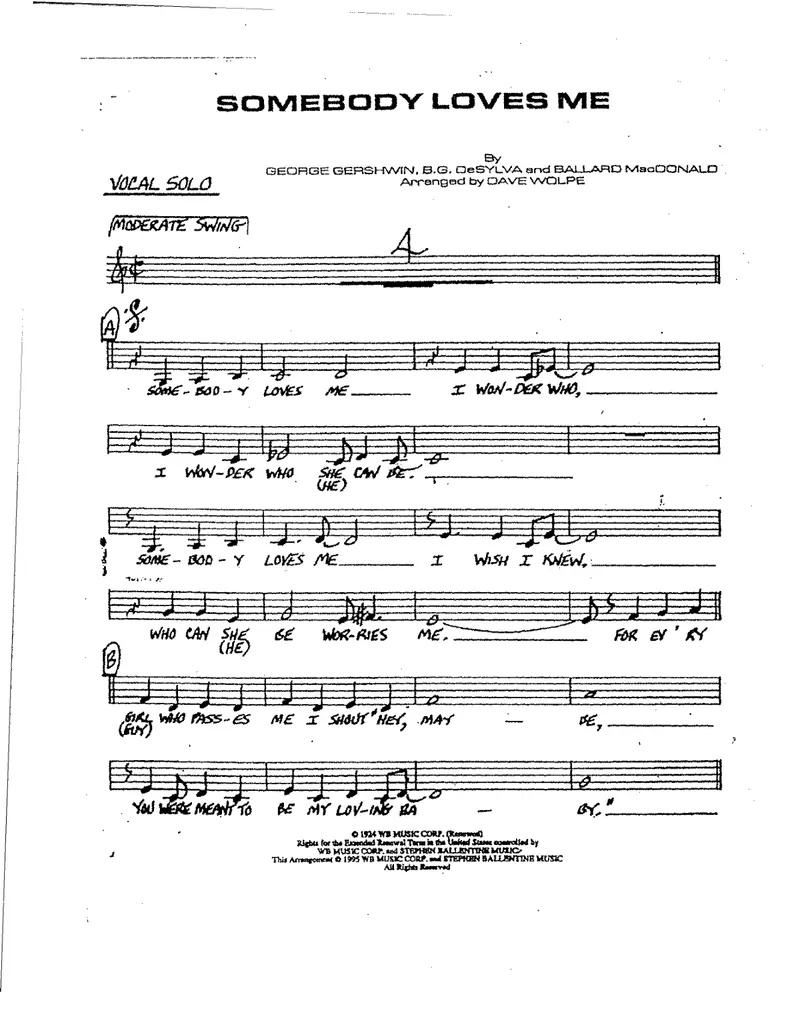 Somebody Loves Me score preview