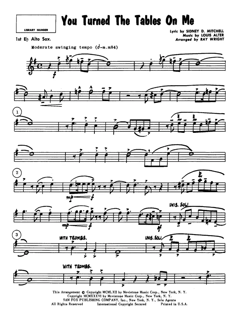 You Turned The Tables On Me score preview