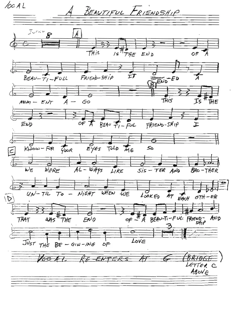 A Beautiful Friendship score preview